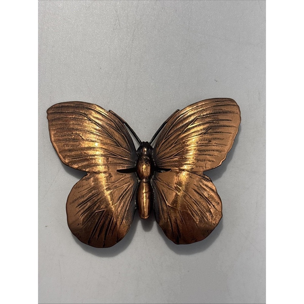 Vintage copper butterfly insect brooch pin